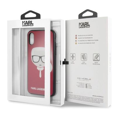 7. Etui Karl Lagerfeld Iconic Glitter Karl`s Head na iPhone X / Xs - czerwone