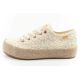2. Lee Cooper buty sportowe damskie koronkowe trampki beżowe platforma
