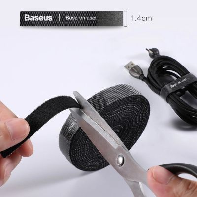 16. Baseus Rainbow Circle hook and loop Straps - taśma rzepowa rzep organizer kabli 3m czarny (ACMGT-F01)