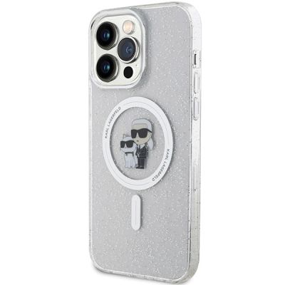 2. Etui Karl Lagerfeld Karl&Choupette Glitter MagSafe na iPhone 15 Pro Max - przezroczyste