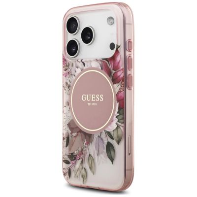 2. Etui Guess IML Flower & Tonal Circle MagSafe na iPhone 18 Pro Max / 17 Pro Max - różowe