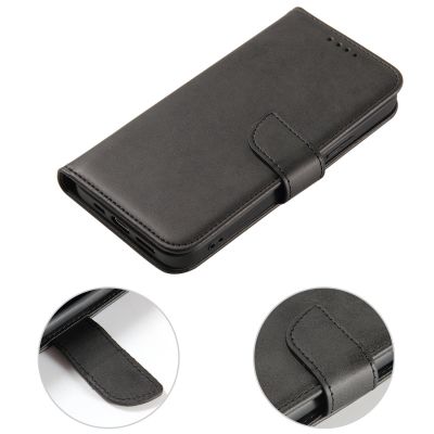 2. Etui portfel z klapką podstawką do iPhone 15 Pro Magnet Case - czarne