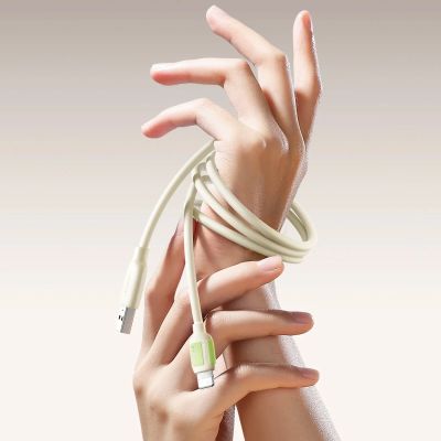 5. Kabel Joyroom S-A53 3A USB-A - Lightning z fluorescencyjną końcówką 1,2 m - beżowy