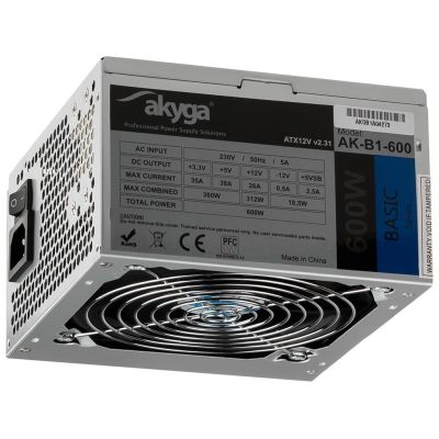 9. Zasilacz Akyga Basic AK-B1-600 (600 W; Pasywne; 120 mm)