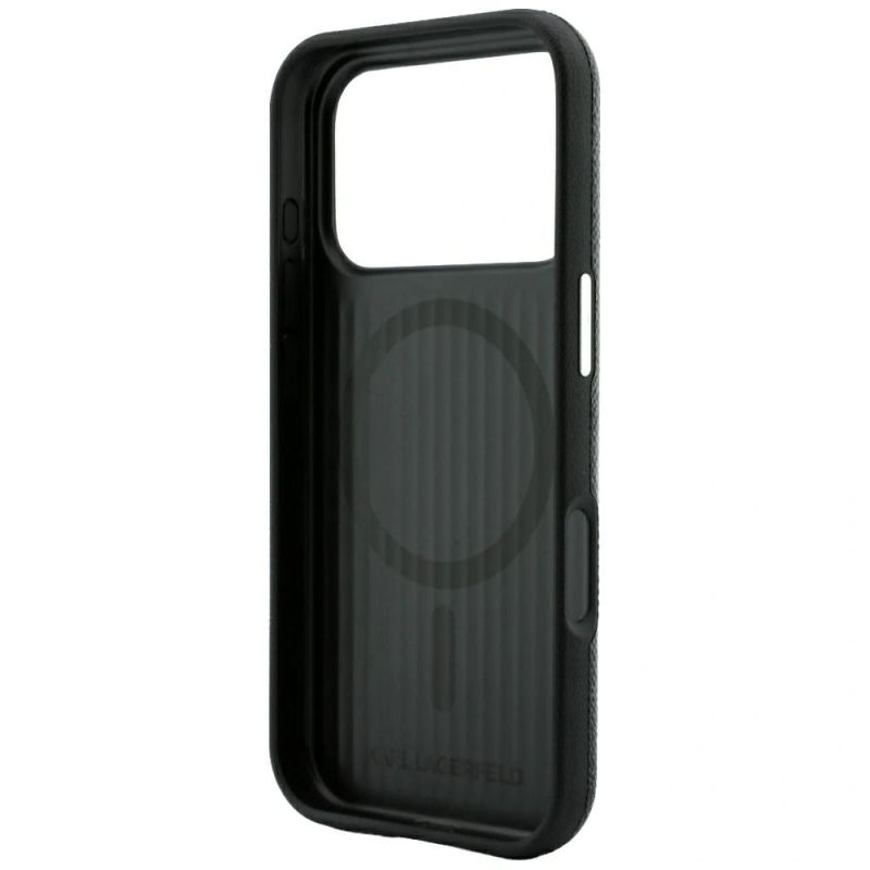 7. Etui Karl Lagerfeld Grained Embossed Ring & Kameo Logo MagSafe na iPhone 18 Pro / 17 Pro - czarne