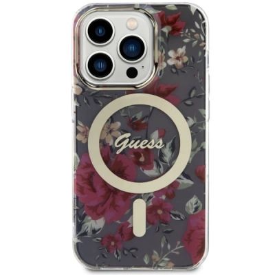 3. Etui Guess Flower MagSafe na iPhone 14 Pro - zielone