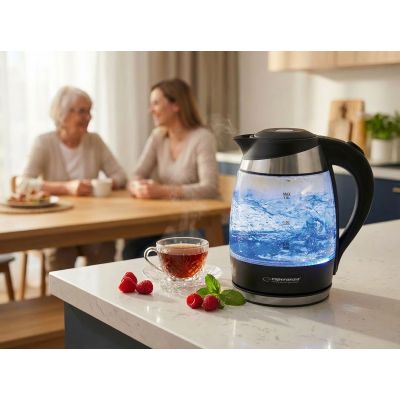 12. Czajnik elektryczny Esperanza Gullfoss EKK009 (2200W 1.8l; kolor przeźroczysty)