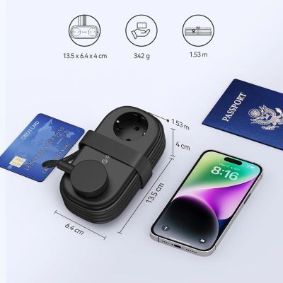 2. Listwa zasilająca Orico AP3 20W GaN 5w1 2x AC + 2x USB-A + 1x USB-C - czarna