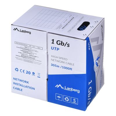 3. LANBERG KABEL UTP 1GB/S 305M DRUT CCA NIEBIESKI