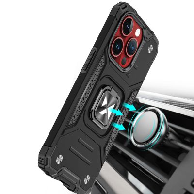 6. Pancerne etui z uchwytem na palec do iPhone 15 Pro Max Wozinsky Ring Armor - różowe złoto