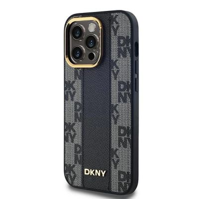 2. Etui DKNY Leather Checkered Mono Pattern MagSafe na iPhone 13 Pro Max - czarne