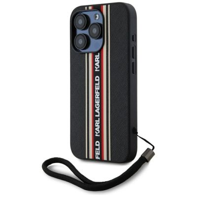 Etui Karl Lagerfeld Saffiano Athleisure Stripes Cord na iPhone 15 Pro Max - czerwone