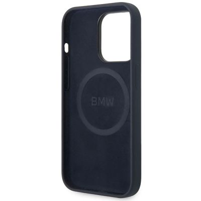 7. Etui BMW Silicone Metal Logo MagSafe na iPhone 14 Pro Max - granatowe