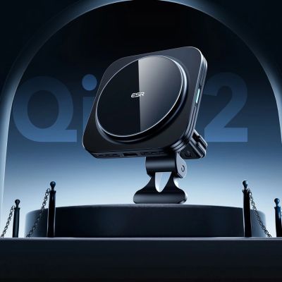 3. Uchwyt samochodowy ESR Halolock Magnetic QI2 z ładowarką indukcyjną MagSafe 15W na kratkę nawiewu - czarny