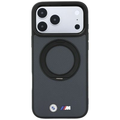 3. Etui BMW Kevlar Ring Stand 360 MagSafe na iPhone 18 Pro Max / 17 Pro Max - ciemnoszare