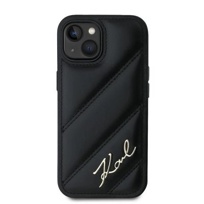 3. Etui Karl Lagerfeld Diagonal Quilted Script na iPhone 15 Plus / 14 Plus - czarne