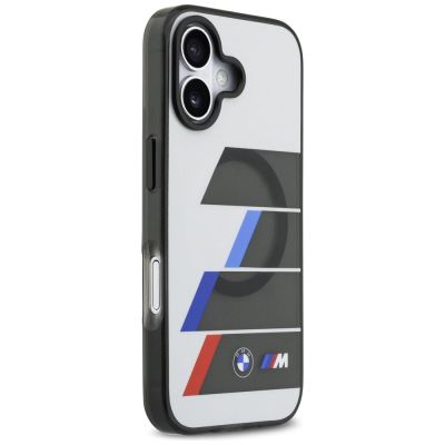 4. Etui BMW M IML Metal Buttons Tricolor Lines MagSafe na iPhone 17 - szare
