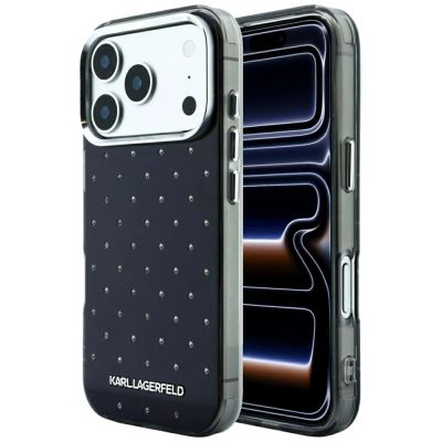Etui Karl Lagerfeld IML Rhinestones Allover and Electroplated Logo na iPhone 17 Pro Max / 18 Pro Max  - czarne