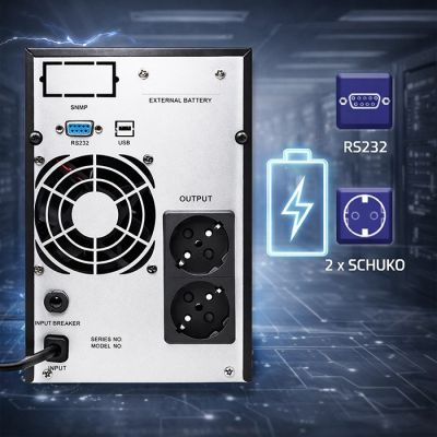 4. Qoltec Zasilacz awaryjny UPS Pure Sine Wave | 1kVA | 800W | AVR | LCD |  Czysty Sinus
