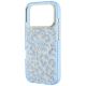6. Etui Guess IML Leopard Glitter Triangle Logo MagSafe na iPhone 17 Pro Max / 18 Pro Max - niebieskie