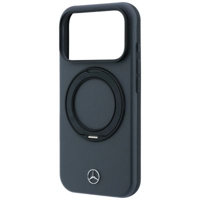 6. Etui Mercedes Leather with Ring Stand MagSafe na iPhone 18 Pro Max / 17 Pro Max - ciemnoszare