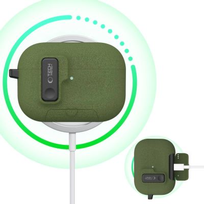 6. Etui Tech-Protect Slim Hook na AirPods Pro 3 - Zielone