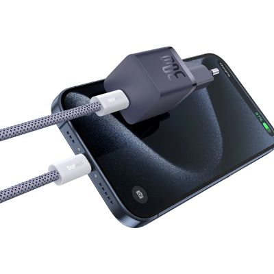 5. Ładowarka sieciowa Baseus GaN5 30W USB-C EU z fioletowym kablem Baseus Dynamic 3 USB-C 100W 1m - fioletowa