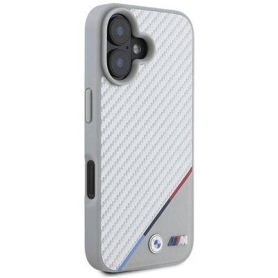 4. Etui BMW M Carbon Tricolor Line MagSafe na iPhone 16 - szare