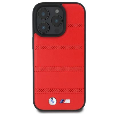 3. Etui BMW M Perforated And Stitched Line MagSafe na iPhone 16 Pro - czerwone