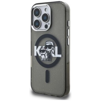2. Etui Karl Lagerfeld IML Glitter Karl & Choupette Sketch Logo MagSafe na iPhone 16 Pro - czarne