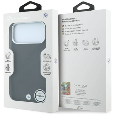 8. Etui BMW Sign Deboss Quilted Metal Logo MagSafe na iPhone 18 Pro Max / 17 Pro Max - czarne