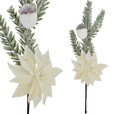 GAŁĄZKA DEKORACYJNA 23CM SREBRNA