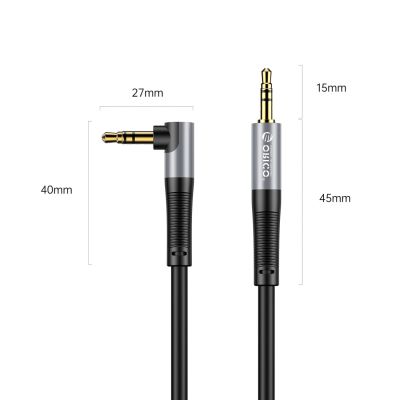 2. Kabel kątowy audio Orico AXW mini jack 3.5 mm męski do męskiego 3 m - czarny