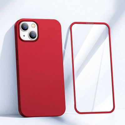 2. Joyroom 360 Full Case etui pokrowiec do iPhone 13 obudowa na tył i przód + szkło hartowane czerwony (JR-BP927 red)