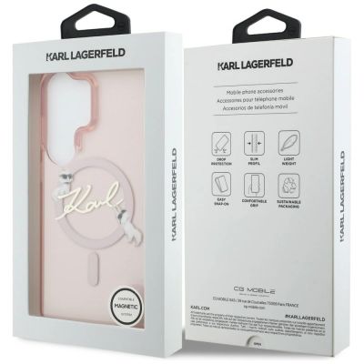 8. Etui Karl Lagerfeld IML KC Script MagSafe na Samsung Galaxy S26 Ultra - różowe