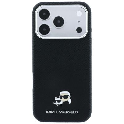 3. Etui Karl Lagerfeld Grained Heads Metal MagSafe na iPhone 17 Pro Max / 18 Pro Max -czarne