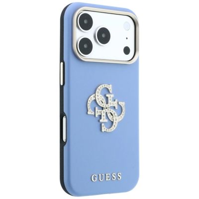 4. Etui Guess Smooth & Big Strass Logo na iPhone 18 Pro / 17 Pro - niebieskie