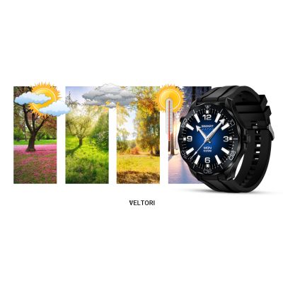 20. Smartwatch VELTORI VT150-1 Czarny Pasek Silikonowy + Czarna Bransoleta