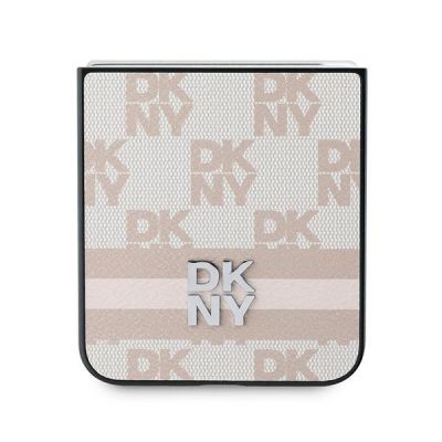 5. Etui DKNY Chequered Pattern Printed Stripes na Samsung Galaxy Z Flip 6 - różowe