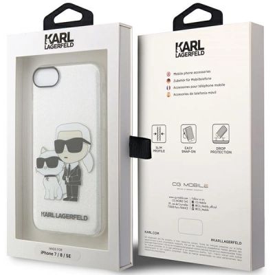 8. Etui Karl Lagerfeld Glitter Karl&Choupette na iPhone 7 / 8 / SE 2020 / SE 2022 - przezroczyste