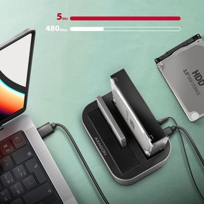 4. Stacja dokująca AXAGON ADSA-DC USB3.2 Gen1 - 2x SATA 6G CLONE DUAL HDD ASMedia