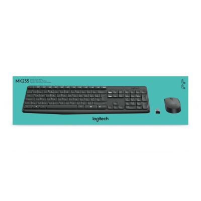 Zestaw klawiatura + mysz membranowa Logitech MK235 920-007931 (USB 3.0; kolor szary; optyczna)