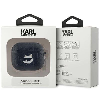 3. Etui Karl Lagerfeld Monogram Choupette Head na AirPods 3 - czarne