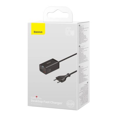 10. Baseus GaN3 Pro szybka ładowarka sieciowa GaN 2 x USB Typ C / 2 x USB 65W PD, QC4.0+, AFC, PPS + kabel USB Typ C - USB Typ C 1m czarny (CCGP040101)
