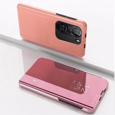 2. Clear View Case futerał etui z klapką Xiaomi Redmi K40 Pro+ / K40 Pro / K40 / Poco F3 różowy
