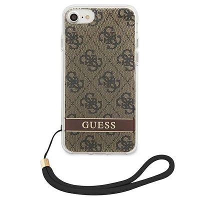 3. Etui Guess 4G Print Strap na iPhone SE 2022 / SE 2020 / 7 / 8 - brązowe