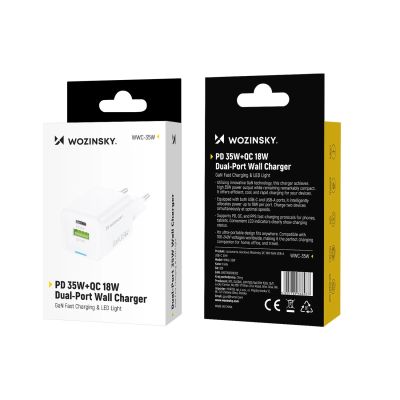 4. Ładowarka sieciowa Wozinsky WWC-35W GaN USB-A + USB-C - biała