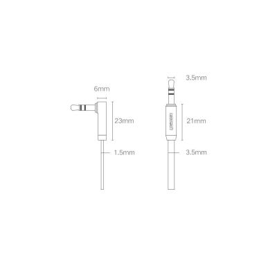 12. Ugreen płaski kątowy kabel przewód audio AUX 3,5 mm mini jack 0,5 m czarny (AV119 10596)