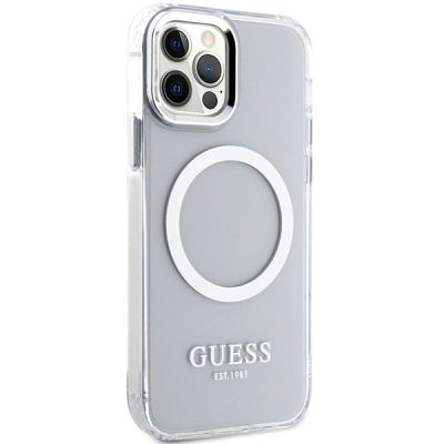 4. Etui Guess Metal Outline Magsafe na iPhone 12 / iPhone 12 Pro - srebrne