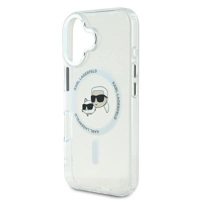 6. Etui Karl Lagerfeld IML Metal Karl&Choupette Head MagSafe na iPhone 16 Plus - białe